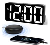PPLEE Loud Alarm Clock for Bedroom, Vibrating Digital Clock with Bed Shaker for Heavy-Sleeper, Large Dimmable LED Number Clock with Dual Alarm&USB Port,Table Clock for Kid Hearing Impaired Deaf Senior