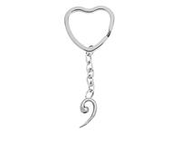 PPM17 Bass Clef fine English Pewter on a heart shaped split ring Keyring