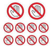Ppmter 10pcs No Touch Sticker Self Adhesive Do Not Touch Signs Decal No Touch Labels Sign for Surfaces - Keep Hands Off Reminders