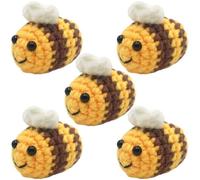 Ppmter 5 Pcs Crochet Bees Handmade Knitted Crocheted Mini Bees Pendants for Diy Keychain Keyring Handbag Bag Purse Charms
