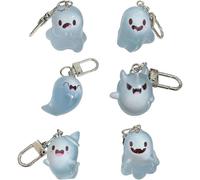 Ppmter 6 Pcs Halloween Ghost Keychain Glow in the Dark Mini Ghost Keychain Pendant Resin Keyring Halloween Ghost Bag Charm for Handbags Purse
