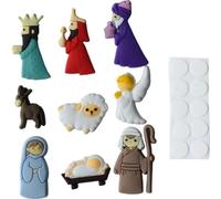 Ppmter 9 Pcs Christmas Nativity Fridge Stickers Christmas Jesus Refrigerator Patches Xmas Jesus Stickers for Home Office Kitchen Decoration