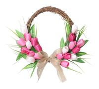 Ppmter Artificial Tulip Wreath for Front Door, Spring Summer Wreath Artificial Flower Wreaths for All Seasons Window Wall Wedding Valentines Day Decor