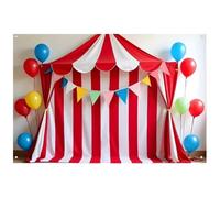 Ppmter Carnival Circus Backdrop Stripes Tent Balloon Flag Backdrop Party Decoration Banner Carnival Circus Theme Party Photography Backdrop