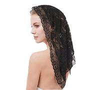 Ppmter Chapel Veil Catholic Mantilla Lace Embroidered Head Scarf Church Veil White Black Spanish Head Covering for Women