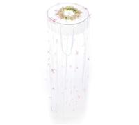 Ppmter Chinese Ancient Hat with Butterfly Pearl Tassels White Veil Hat Dress Costume Hat Knight Swordsman Cosplay Party Hat