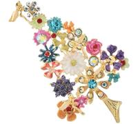 Ppmter Christmas Brooch Pin Rhinestone Christmas Tree Wreath Lapel Pin Badge Christmas Jewelry Accessories for Women Men