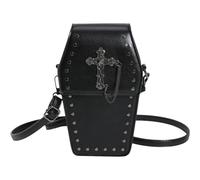 Ppmter Gothic Coffin Purse Halloween Purses Shoulder Bag Small Crossbody Bag Halloween Cross Rivets Crossbody Bag for Women