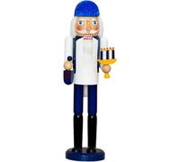 Ppmter Happy Hanukkah Nutcrackers Decorations Wooden Nutcracker Ornament Jewish Blue and White Soldier Figures Table Decor Party Favors