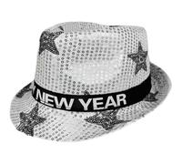 Ppmter Sequin Fedora Hat for Men Women Happy New Year Sequin Cap Hip Hop Hat Vintage Jazz Hats for Christmas New Year Party