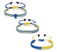 Ppmter Ukraine Bracelet with Stone Beads Pendant, 3 Pcs Adjustable Handmade Weaving Ukraine Friendship Bracelets Jewelry Gift for Men Women