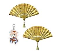 PPONE Douma Cosplay Fan with Douma Keychain Anime De-mon Slay-er Costume Prop Folding Fan Pendant (2PC fan)