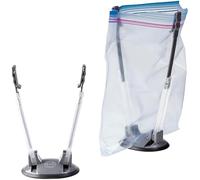 PPP (2 Pack) Baggy Rack Holder for Food Prep Bag | Meal Planning | Ziploc Bag Holder | Adjustable Freezer Bag Holder Stand | Hands Free Baggie Holder | Non-Slip Rubber Base (Grey)