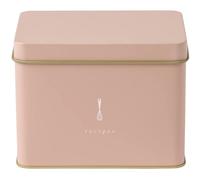 PPP Recipe Tin in Pink | Classic and Neutral | Includes 25 Blank Recipe Cards | Gold Metallic Interior | Food Scales Design Printed | Made from Heavy Steel | Decorative Recipe Box Holder
