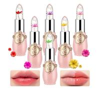 PPPanYiDi 6 Pcs Crystal Flower Gel Lipstick Lip Gloss Moisturizing Color Changing Lip Gloss Transparent Magic Lipstick