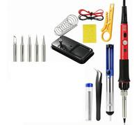 PPPHTUO Electric Soldering Iron Portable Adjustable Temperature Soldering Iron Multifunctional Joining Tool for DIY Enthusiasts, Hobby Projects, Red