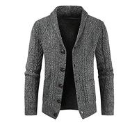 PPPPA Mens Button up Cardigans Shawl Neck Cardigans Cable Knit Jumpers with Pockets Mens Shawl V Neck Knitted Button Down Wool Cardigan Sweater with Pockets Mens V Lightweight Cardigan