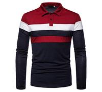 PPPPA Men's Pullover Casual Lapel Long Sleeve Color Block Patchwork Slim Fit Sweatshirt Men's Lapel Long Sleeve Color Block Patchwork Pullover Casual Polo Shirt Lapel Slim Fit Color Block T-Shirt