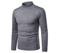 PPPPA Men's Turtle Neck Jumpers Slim Fit Cotton Knitted Turtleneck Sweater Mens Thermal Baselayer Top - Quick Drying Winter Jumper Easy Care Long Sleeves Round Neck Sweater Breathable Wicking
