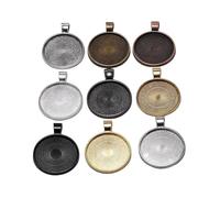 PPQIRU 10Pcs 20/25/30mm Necklace Pendant Setting Cabochon Cameo Base Tray Bezel Blank For Pendants Cabochons Jewelry Making Accessories(Antique Gold,25mm)