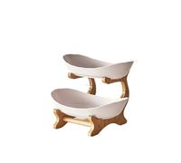 PPQIRU 2/3 Layer Fruit Plate Home Living Room Plastic Snack Dish Creative Modern Dried Fruit Basket Candy Dish Cake Stand Salad Bowl(White,2 Tiers)