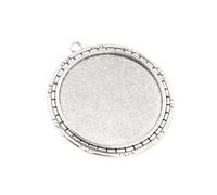 PPQIRU 20pcs/lot 40mm Inner Size Antique Bronze And Silver PlatedCabochon Base Setting Charms Pendant(Color7)