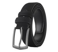 PPQIRU 2pcs Belt Men's Suede Belt Retro Trend Alloy Buckle Men's Belt Large Size Belt(Black,125cm)