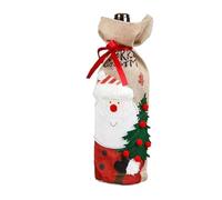 PPQIRU 2pcs Elegant Christmas Burlap Embroidery Wine Bottle Cover Bag Festive Decorations for Your Collection for Bottles(Style03)