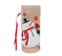 PPQIRU 2pcs Elegant Christmas Burlap Embroidery Wine Bottle Cover Bag Festive Decorations for Your Collection for Bottles(Style02)