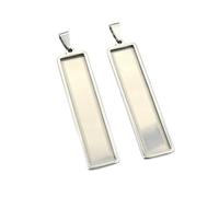 PPQIRU 8pcs Stainless Steel 10x25mm 10x50mm Inner Size Rectangle Pendant Cabochon Base Cameo Blank Setting Tray For DIY Jewelry Making(10x50mm steel)