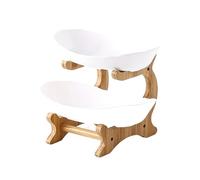 PPQIRU Double/Three Layer Modern Wooden Living Room Multi-Layer Snack Net Plastic Fruit Plate Wooden Three-Layer Dessert Plate(White S)