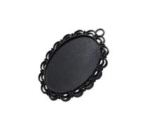 PPQIRU Fit 30x40mm Oval Cabochons Pattern Glass Cameos Black Frame Settings Bezel Tray For DIY Necklace Making Accessories 5pcs(Color10)