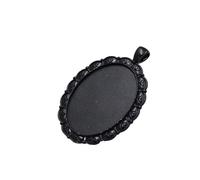 PPQIRU Fit 30x40mm Oval Cabochons Pattern Glass Cameos Black Frame Settings Bezel Tray For DIY Necklace Making Accessories 5pcs(Color5)