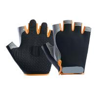PPQIRU Gym Gloves Breathable Half Finger Gym Dumbbells Gloves Men Women Bodybuilding Exercise Sports Gloves For Cycling Bicycle Anti Slip(Orange,S)