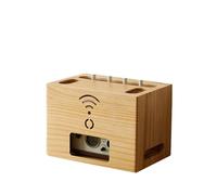 PPQIRU Router Storage Box WiFi Router Storage Box Solid Wood TV Set Top Boxes Socket Wires Organizing Shelf Double Layer Structure Home Supplies(Khaki 30 * 20 * 21cm)
