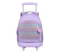 PPQIRU School Bag with Wheels Rolling Backpack for Girls Childrens Luggage Bags with Wheels Travel Suitcase School Wheeled Backpacks for Girls(Purple)