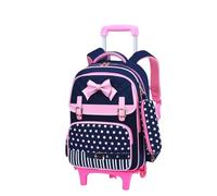PPQIRU School Bag with Wheels School Wheeled Backpack for Girls School Rolling Bag for Primary School Luggage Trolley Bag Children Schoolbag On Wheels Bookbag(Blue,2 Wheels)