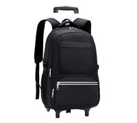 PPQIRU School Bag with Wheels Schoolbag with Wheels Wheeled Bookbag for Primary Middle School Boys Rolling School-Backpack School Trolley Bag Rolling Luggage(Black 2 Wheels)