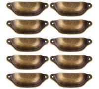 PPQIRU Shell Cup Handles 10 Pcs Furniture Pull Handles Shell Brass Antique Cupboard Cabinet Knob
