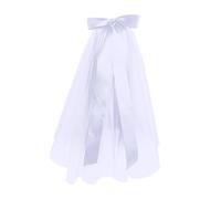 PPQIRU Wedding Tulle Bridal Veils Ribbon Edge Elegant Women Bridal Accessories Short For Women Wedding Decor(White)