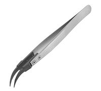PPS Plastic Tipped Tweezers, Curved, fine Pointed Tips, Stainless Steel Body, ESD Safe. ENGINEER ptz-43