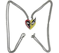 PPSMRT Deadpool Wolverine Inspired Classic Yellow and Red Half-Divided Medal Necklace Set - Best Friends - One Size, Zinc