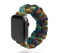 Ppsychedelic Pirates Skull Soft Elastic Scrunchie Watch Strap Compatible with IWatch Series 6 5 4 3 2 1 Printed Wristbands Bands
