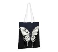 PPTHSNVB A black and white butterfly Canvas Tote Bag for Women Reusable Shopping Grocery Bags with Handles Cloth bags