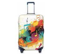 PPTHSNVB Abstract Music Themed Luggage Covers for Suitcase Elastic Suitcase Cover Protector Dustproof Anti-Scratch Thicken Travel Luggage Cover Washable Baggage Covers Fit 18-32 Inch Luggage, Black
