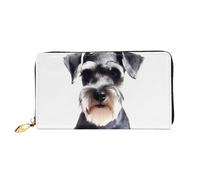 PPTHSNVB American Flag Firework Women's Wallet Large Capacity Credit Card Holder Zip Phone Clutch Ladies Travel Purse, Well-behaved Schnauzer, One Size, Classic