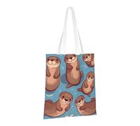 PPTHSNVB Animal Cute Brown Otters Canvas Tote Bag for Women Reusable Shopping Grocery Bags with Handles Cloth bags