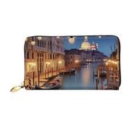 PPTHSNVB Autumn Thanksgiving Women's Wallet Large Capacity Credit Card Holder Zip Phone Clutch Ladies Travel Purse, Venice At Night, One Size, Classic