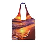 PPTHSNVB Beautiful Beach Sunset Canvas Tote Bag for Women Reusable Shopping Grocery Bags with Handles Cloth bags