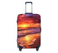 PPTHSNVB Beautiful Beach Sunset Luggage Covers for Suitcase Elastic Suitcase Cover Protector Dustproof Anti-Scratch Thicken Travel Luggage Cover Washable Baggage Covers Fit 18-32 Inch Luggage, Black